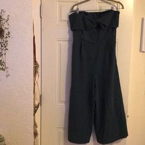 Anthropologie green bow tie jumpsuit